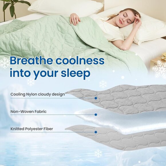 Cozy Bliss Cooling Throw Blanket for Hot Sleepers – Sage Green, 50” x 70” Q-Max - Picture 4 of 8